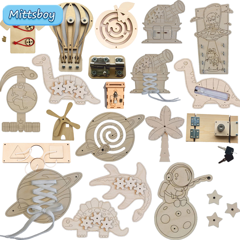 Montessori Wooden Busy Board Toddler - Montessori mainan edukasi anak-anak, aksesoris papan
